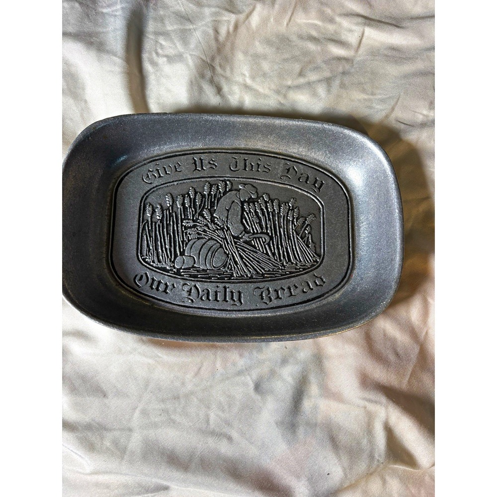 Vintage Wilton Armetale Style Bread Plate Give Us This Day Our Daily Bread PA